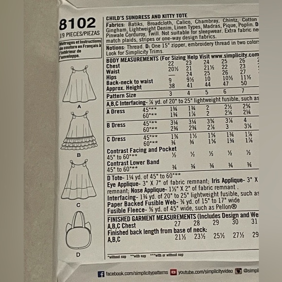 Three Simplicity girls dress patterns uncut Sarah rose ruby jeans closet size A - Picture 8 of 10